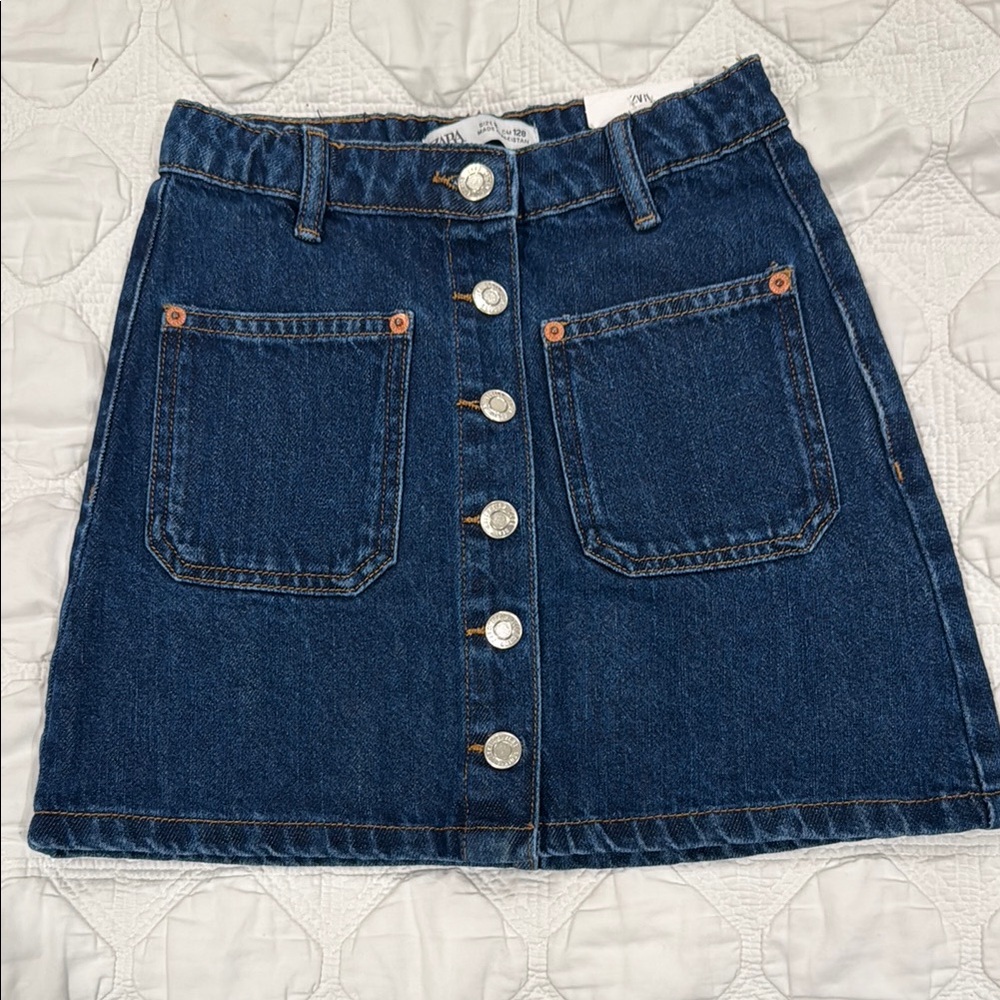 Girls Zara Denim Button-Front Skirt